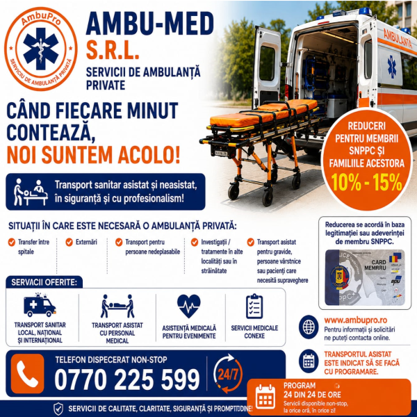 Protocol SNPPC - AMBU-MED S.R.L., pentru transport sanitar asistat și neasistat